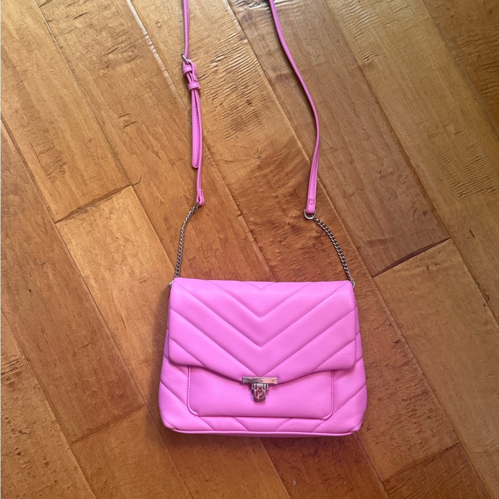 Pink Quilted Crossbody Shoulder Bag